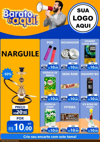 Modelo de Encarte para Encarte A4 Vertical com o tema Barato é aqui para Tabacaria