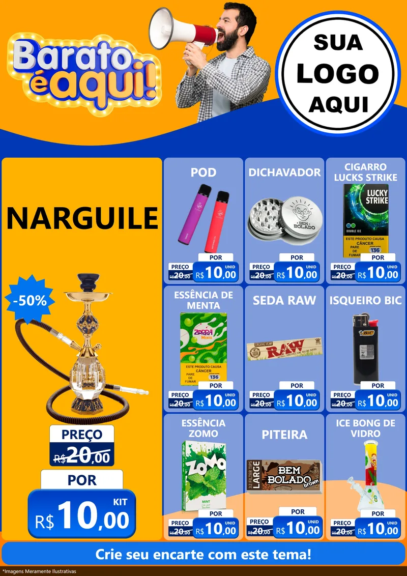 Modelo de Encarte para Encarte A4 Vertical com o tema Barato é aqui para Tabacaria