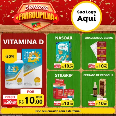 Modelo de Rede Social para Feed Facebook com o tema Semana Farroupilha para Farmácia
