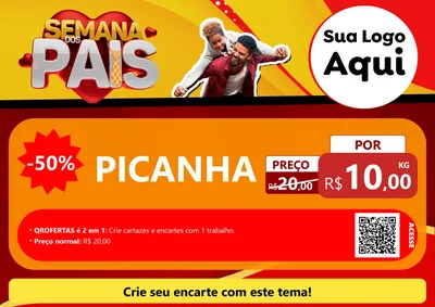 Modelo de Cartaz para Cartaz A4 Horizontal com o tema Semana Dos Pais para Açougue
