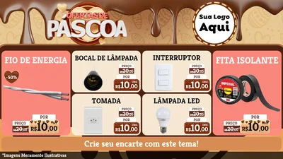 Modelo de TV para TV Horizontal com o tema Ofertas de Páscoa para Materiais Elétricos