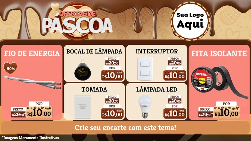 Modelo de TV para TV Horizontal com o tema Ofertas de Páscoa para Materiais Elétricos