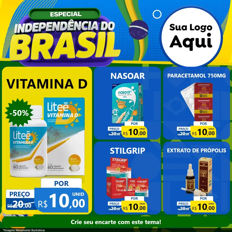 Modelo de Rede Social para Feed Facebook com o tema Especial Independência do Brasil para Farmácia