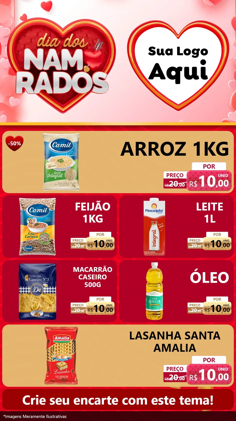 Modelo de TV para TV Vertical com o tema Dia dos Namorados para Supermercado