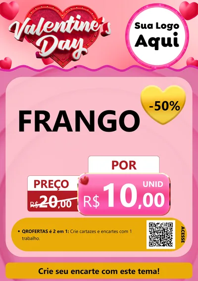 Modelo de Cartaz para Cartaz A4 Vertical com o tema Valentine's Day para Assados