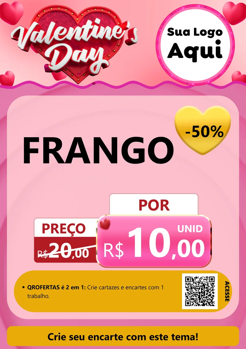 Modelo de Cartaz para Cartaz A4 Vertical com o tema Valentine's Day para Assados