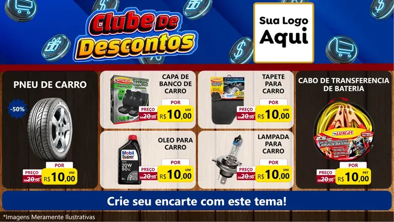 Modelo de TV para TV Horizontal com o tema Clube de Descontos para Auto peças