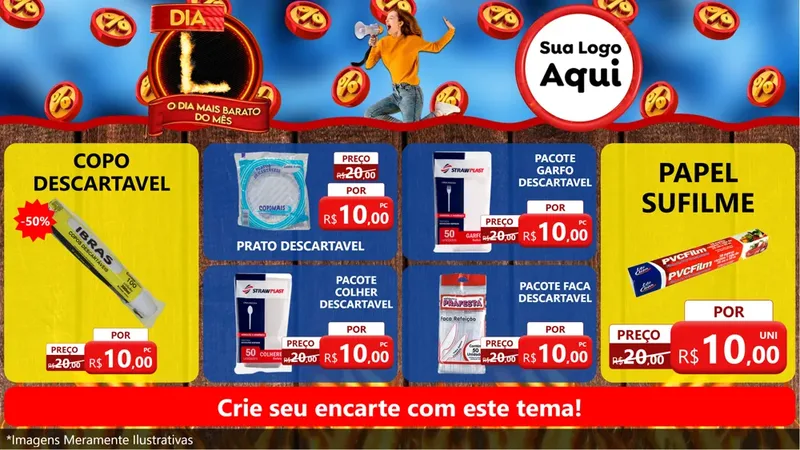 Modelo de TV para TV Horizontal com o tema Dia L - O Dia Mais Barato Do Mês para Embalagens