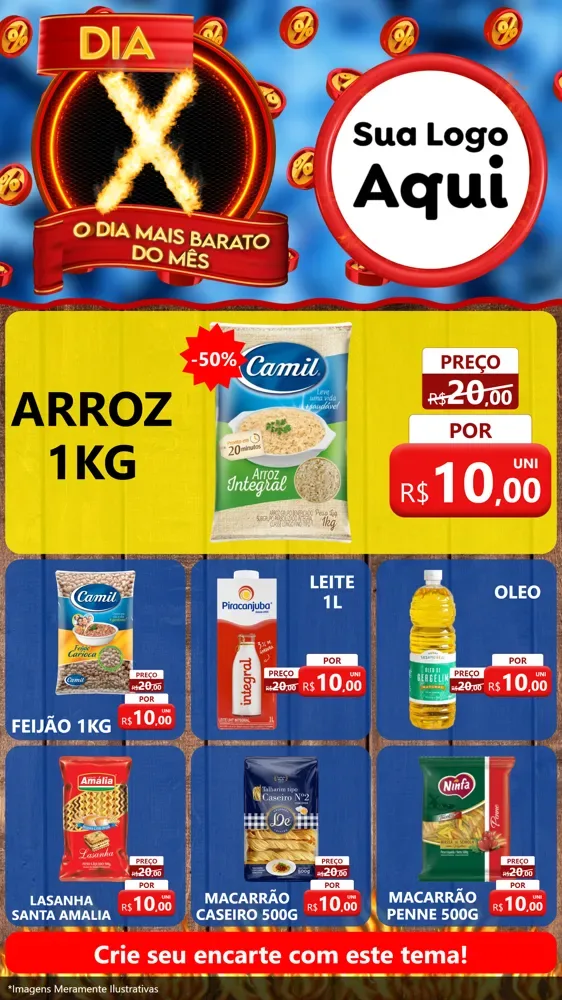 Modelo de Rede Social para Stories com o tema Dia X - O Dia Mais Barato Do Mês para Supermercado