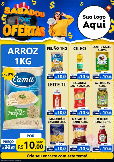 Modelo de Encarte para Encarte A4 Vertical com o tema Sabadou de Ofertas para Supermercado