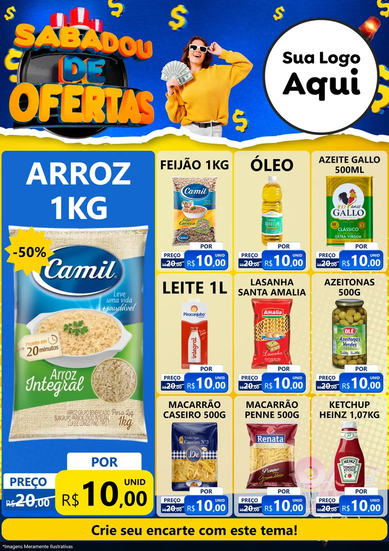 Modelo de Encarte para Encarte A4 Vertical com o tema Sabadou de Ofertas para Supermercado