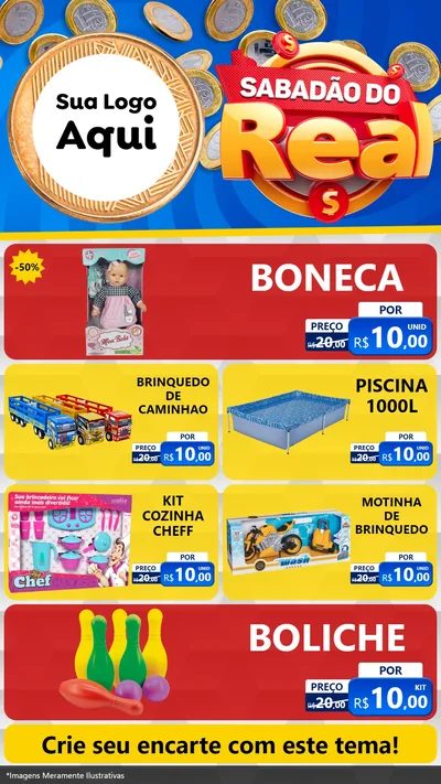 Modelo de TV para TV Vertical com o tema Sabadão do Real para Brinquedos