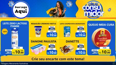 Modelo de TV para TV Horizontal com o tema Mês do Consumidor para Frios e Laticínios