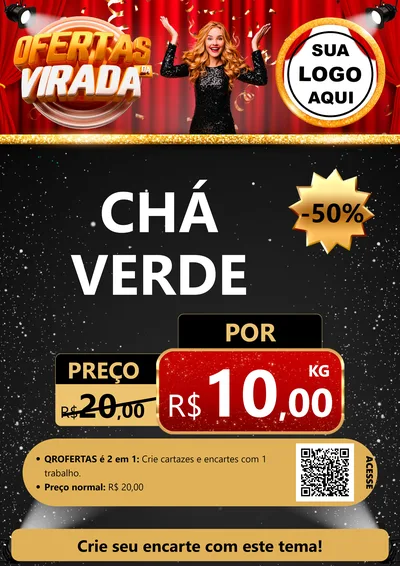 Modelo de Cartaz para Cartaz A4 Vertical com o tema Ofertas da Virada para Produtos Naturais