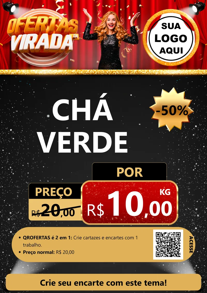 Modelo de Cartaz para Cartaz A4 Vertical com o tema Ofertas da Virada para Produtos Naturais
