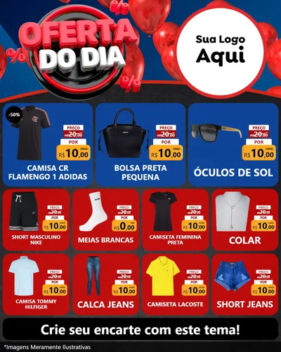 Modelo de Rede Social para Feed Instagram com o tema Oferta do Dia para Roupas e acessórios