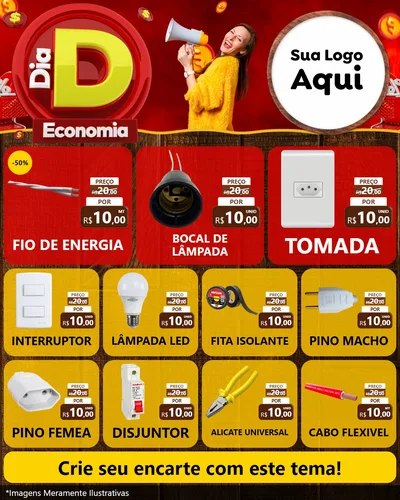 Modelo de Rede Social para Feed Instagram com o tema Dia D Economia para Materiais Elétricos