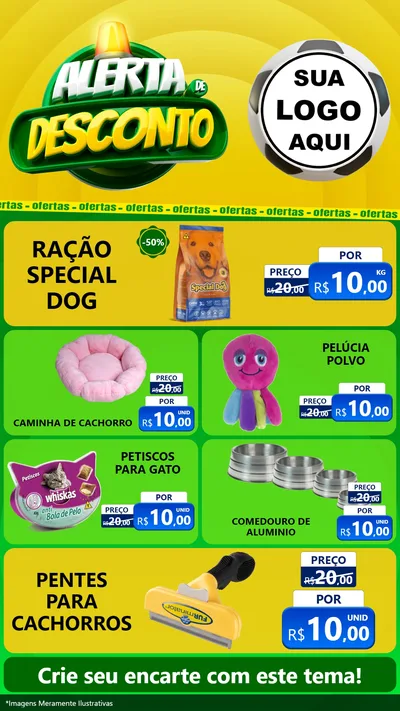 Modelo de TV para TV Vertical com o tema Alerta de Desconto para Pet Shop
