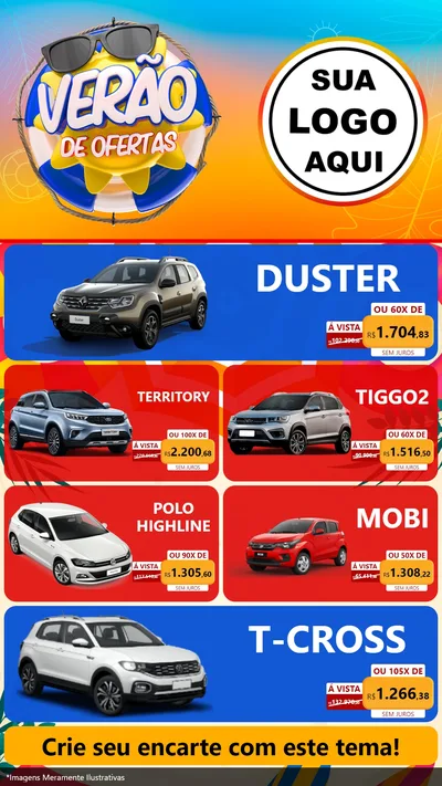 Modelo de TV para TV Vertical com o tema Verão de Ofertas para Concessionaria de Carros