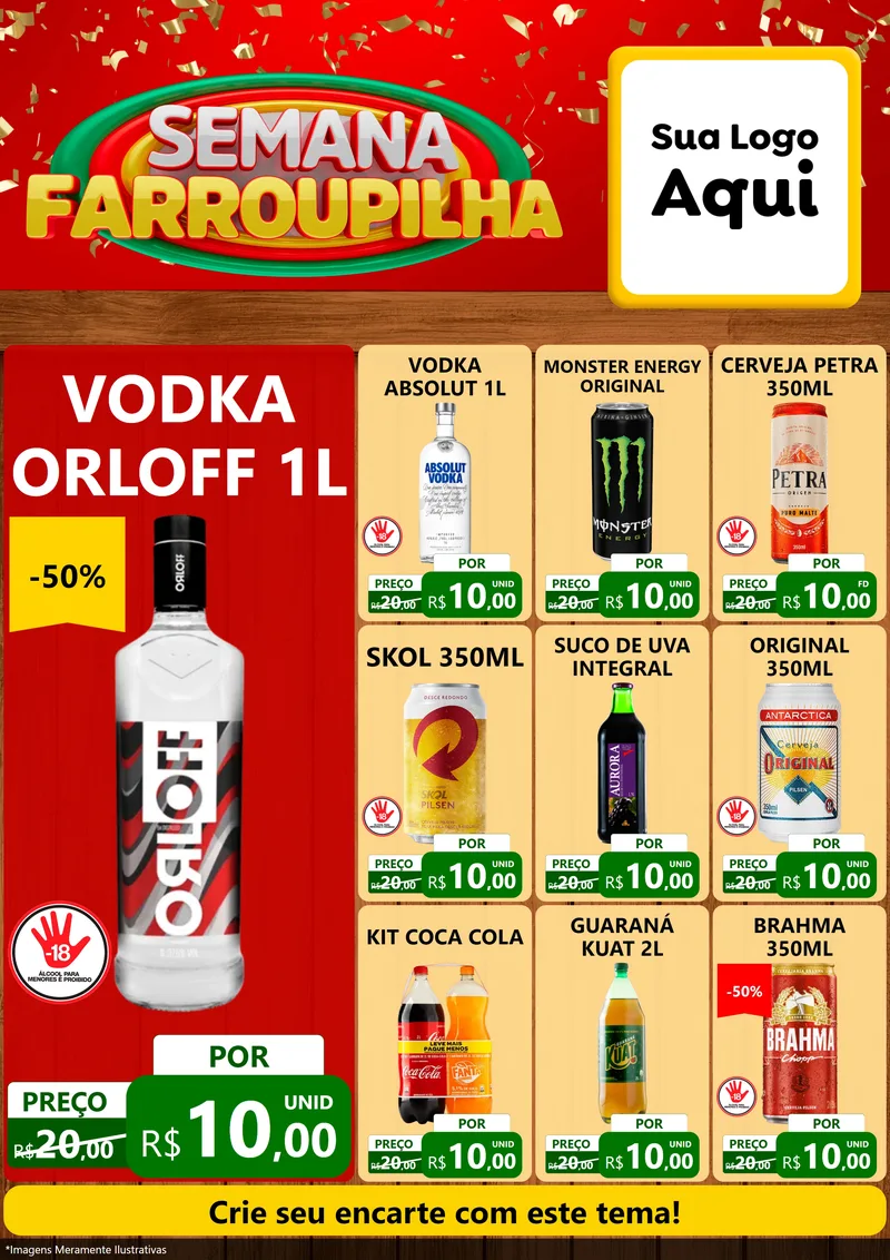 Modelo de Encarte para Encarte A4 Vertical com o tema Semana Farroupilha para Distribuidora de bebidas