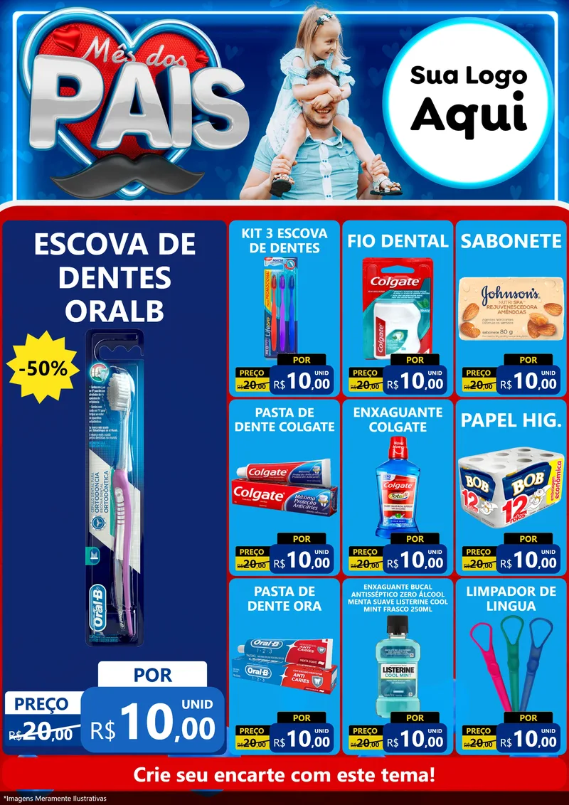 Modelo de Encarte para Encarte A4 Vertical com o tema Mês Dos Pais para Higiene Pessoal