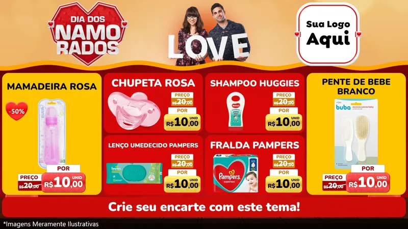 Modelo de TV para TV Horizontal com o tema Dia dos Namorados para Bebês