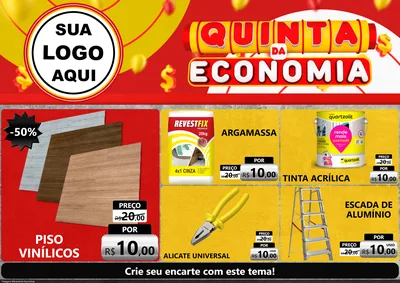 Modelo de Encarte para Encarte A4 Horizontal com o tema Quinta da Economia para Material para Construção