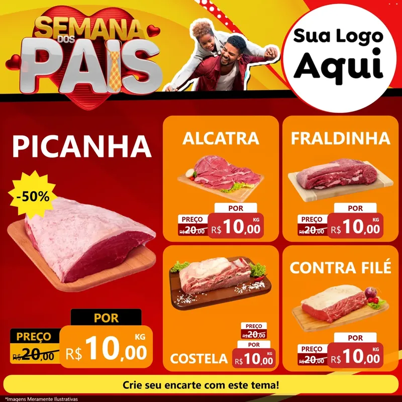 Modelo de Rede Social para Feed Facebook com o tema Semana Dos Pais para Açougue