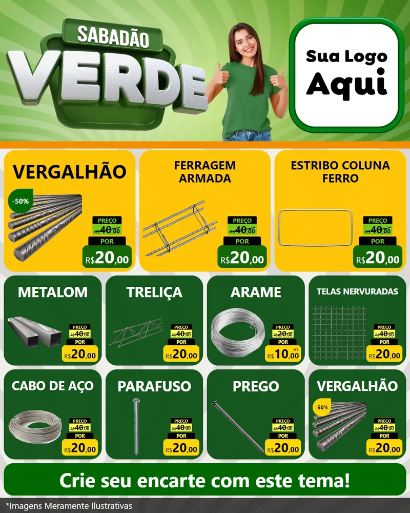 Modelo de Rede Social para Feed Instagram com o tema Sabadão Verde para Ferragens