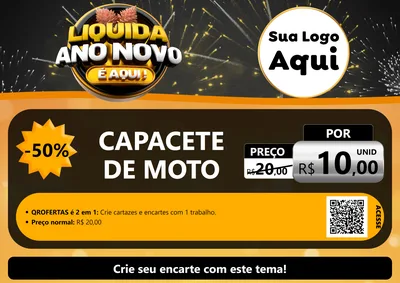 Modelo de Cartaz para Cartaz A4 Horizontal com o tema Liquida Ano Novo É Aqui! para Moto peças