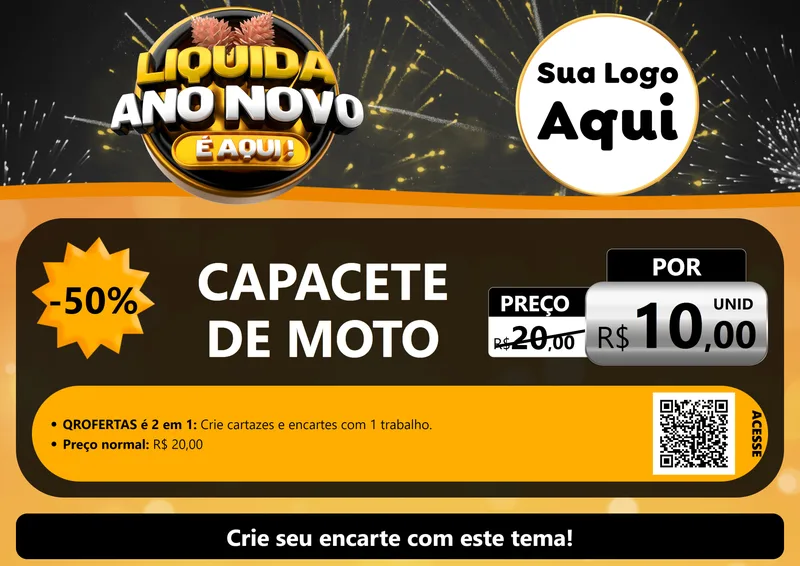 Modelo de Cartaz para Cartaz A4 Horizontal com o tema Liquida Ano Novo É Aqui! para Moto peças