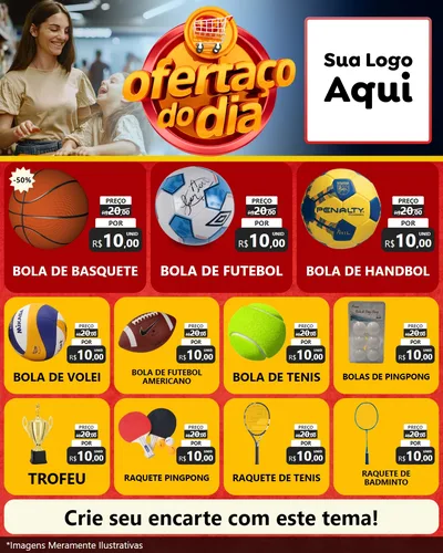 Modelo de Rede Social para Feed Instagram com o tema Ofertaço Do Dia para Artigos Esportivos