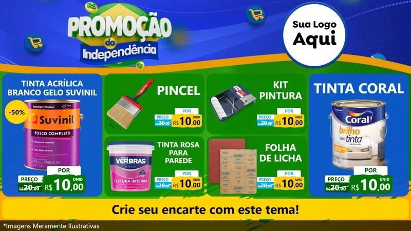 Modelo de TV para TV Horizontal com o tema Promoção da Independência para Tintas e Ferramentas