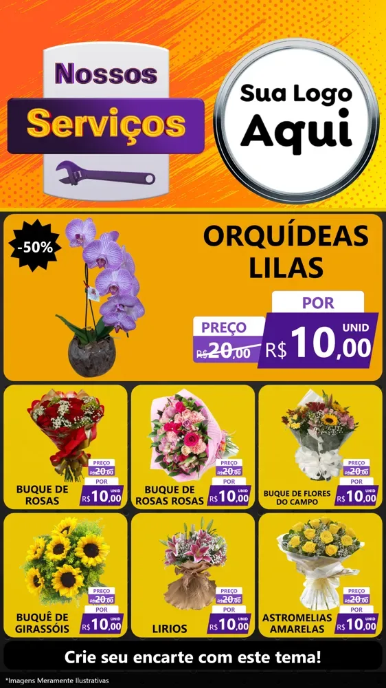 Modelo de Rede Social para Stories com o tema Nossos Serviços para Floricultura e jardim