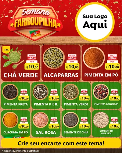 Modelo de Rede Social para Feed Instagram com o tema Semana Farroupilha para Produtos Naturais