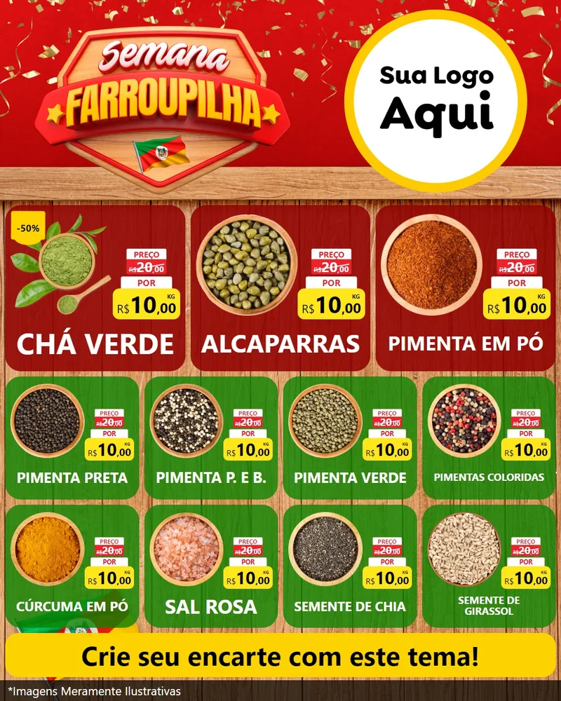 Modelo de Rede Social para Feed Instagram com o tema Semana Farroupilha para Produtos Naturais