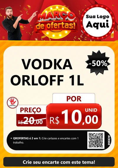 Modelo de Cartaz para Cartaz A4 Vertical com o tema Março de Ofertas! para Distribuidora de bebidas