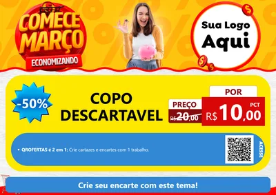 Modelo de Cartaz para Cartaz A4 Horizontal com o tema Comece Março Economizando para Embalagens