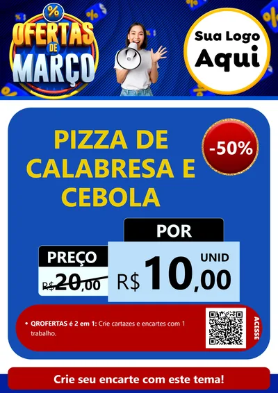 Modelo de Cartaz para Cartaz A4 Vertical com o tema Ofertas de Março para Pizzaria