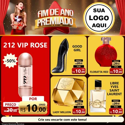 Modelo de Rede Social para Feed Facebook com o tema Fim de Ano Premiado para Perfumes
