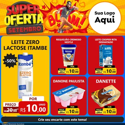Modelo de Rede Social para Feed Facebook com o tema Super Oferta Setembro para Frios e Laticínios