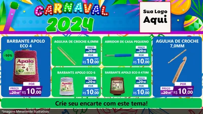 Modelo de TV para TV Horizontal com o tema Carnaval 2027 para Armarinho e Aviamentos