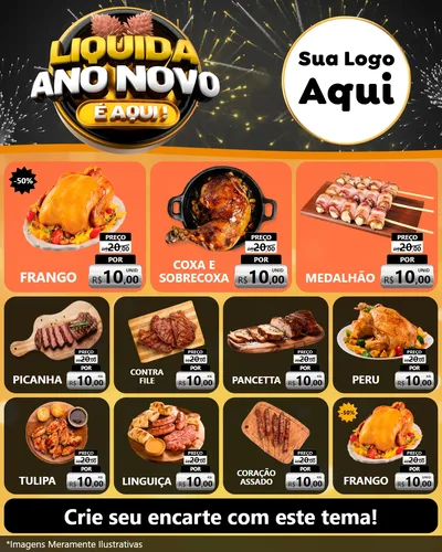 Modelo de Rede Social para Feed Instagram com o tema Liquida Ano Novo É Aqui! para Assados