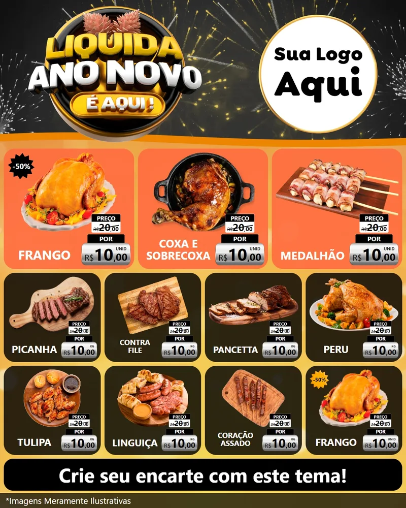 Modelo de Rede Social para Feed Instagram com o tema Liquida Ano Novo É Aqui! para Assados