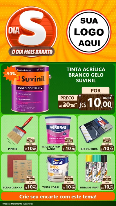 Modelo de Rede Social para Stories com o tema Dia S - O Dia Mais Barato para Tintas e Ferramentas