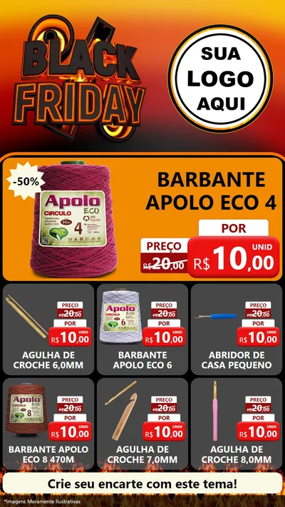 Modelo de Rede Social para Stories com o tema Black Friday para Armarinho e Aviamentos