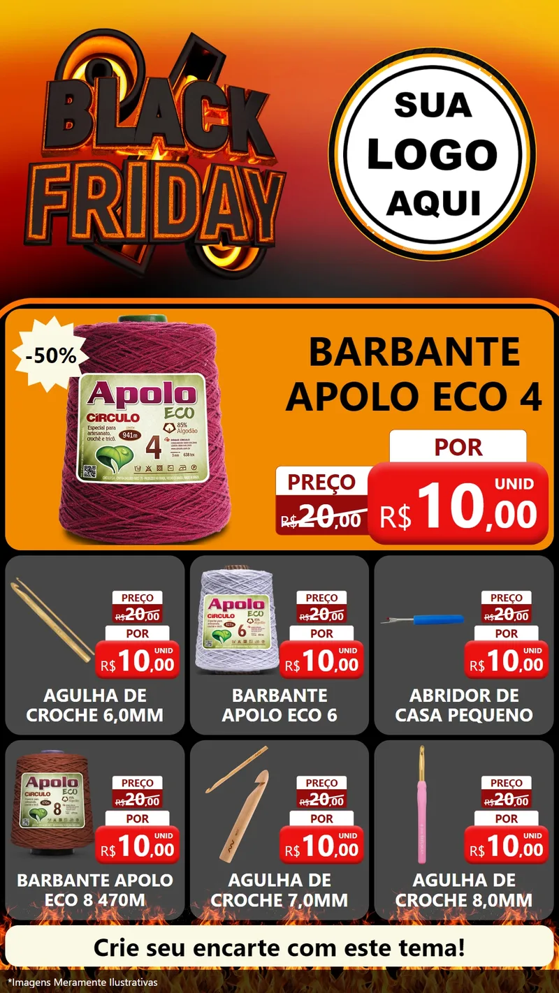 Modelo de Rede Social para Stories com o tema Black Friday para Armarinho e Aviamentos