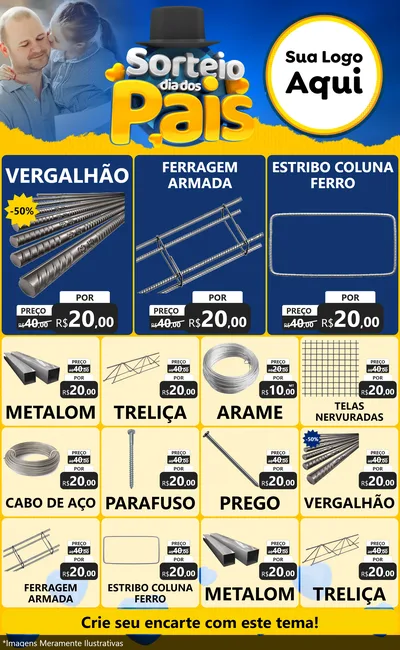 Modelo de Encarte para Encarte Grande com o tema Sorteio Dia Dos Pais para Ferragens