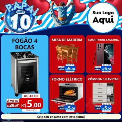 Modelo de Rede Social para Feed Facebook com o tema Papai Nota 10 para Móveis e Eletro