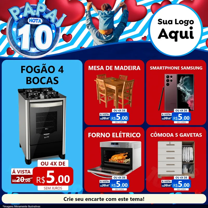 Modelo de Rede Social para Feed Facebook com o tema Papai Nota 10 para Móveis e Eletro